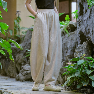 复古晨练打坐禅服太极裤 棉麻灯笼裤 休闲裤 春秋宽松大码 女2025新款