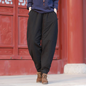 夹棉裤 棉麻棉裤 子女冬外穿 宽松灯笼裤 加厚保暖哈伦裤 2025新款 中式