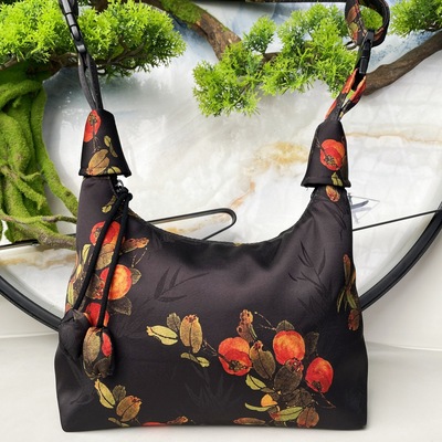 柿柿如意香云纱高级感原创单肩包新中式包包女汉元素古风手提包