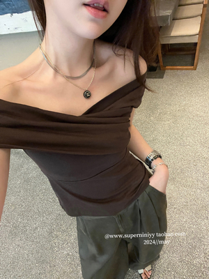露肩一字领上衣superniniyyT恤