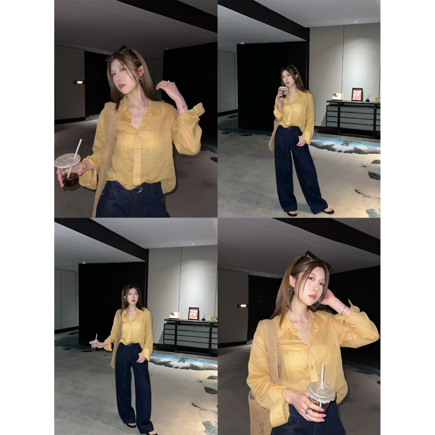 superniniyy 老钱极简慵懒感100%全苎麻防晒宽松显瘦长袖衬衫上衣