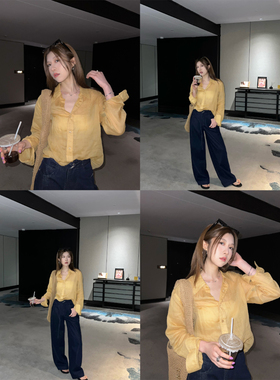 superniniyy 老钱极简慵懒感100%全苎麻防晒宽松显瘦长袖衬衫上衣