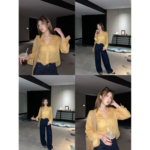 superniniyy 老钱极简慵懒感100%全苎麻防晒宽松显瘦长袖衬衫上衣