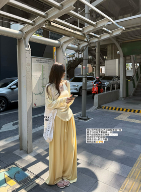 '淡人三件套'自带美女氛围的松弛感背心开衫阔腿裤同色系三件套夏