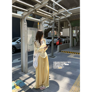 '淡人三件套'自带美女氛围的松弛感背心开衫阔腿裤同色系三件套夏