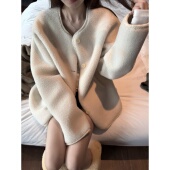 superniniyy 奶酪贝果&软乎乎环保皮毛一体羊羔毛宽松无领外套女