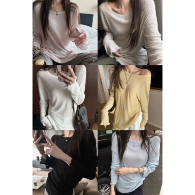 '奶雾慵懒防晒T'进口面料肌理感微花边纸片人显瘦防晒空调衫上衣