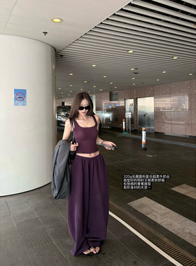 superniniyy 黑莓芙芙&320g毛圈复合牛奶丝慵懒松弛香蕉卫裤长裤