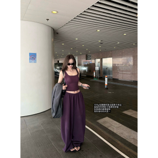 长裤 superniniyy 黑莓芙芙&320g毛圈复合牛奶丝慵懒松弛香蕉卫裤