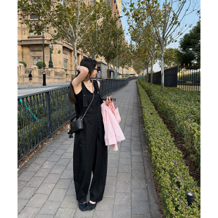 superniniyy 女 重工高品系列藏肉神器纯棉宽松显瘦慵懒牛仔背带裤