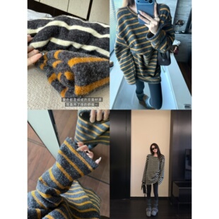 superniniyy 夹心饼干&软糯双面绒可内搭宽松条纹卫衣打底上衣女