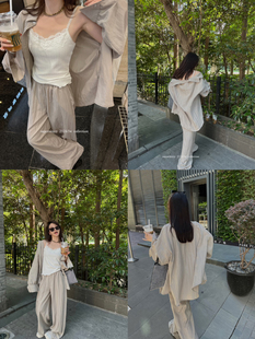 阔腿裤 慵懒随意89%天丝宽松衬衫 老钱风飘逸垂垂套装 superniniyy