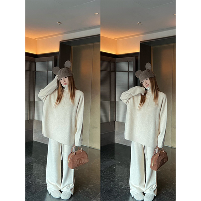 superniniyy羊毛立领毛衣套装