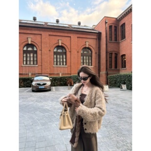 superniniyy 羊卷毛&羊毛拉毛手工刷毛加厚氛围感毛衣开衫外套女