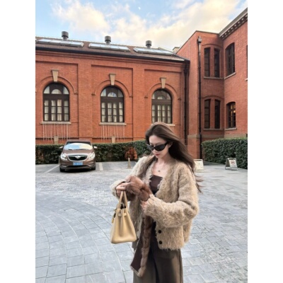 superniniyy 羊卷毛&羊毛拉毛手工刷毛加厚氛围感毛衣开衫外套女