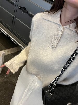 superniniyy安哥拉绒毛衣polo领