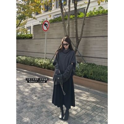 '一眼惊艳的经济上行美'全羊毛自带袖套清冷感蝙蝠袖自由高领毛衣