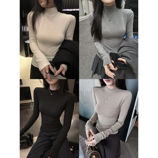 女 260g加绒立领高领紧身衣弹力打底衫 superniniyy 高低领自留款