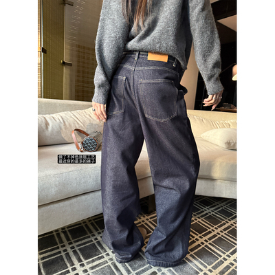 superniniyy 固色涂层工艺 原色牛仔裤宽松显瘦百搭阔腿裤长裤女