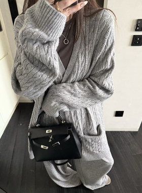superniniyy 奶油栗子 绵羊毛兔毛男女可穿宽松绞花毛衣针织开衫