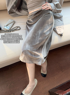 superniniyy 丝绒版一步裙&可lady可休闲松紧腰丝绒半身裙中裙秋