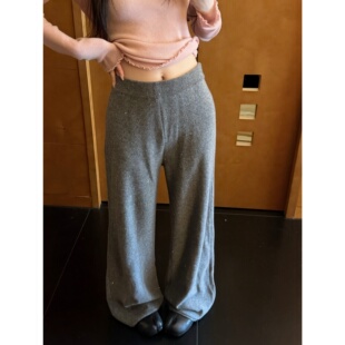 superniniyy 流星雨&100%羊毛细闪宽松显瘦松紧腰休闲裤直筒长裤