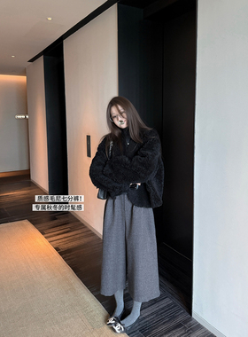 superniniyy 专属秋冬的时髦七分裤毛尼质感宽松特供阔腿裤西装裤