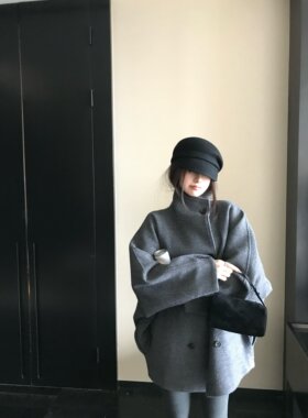 '金敏喜大衣'75%羊毛精工夹棉极简改良版松弛感腔调落肩羊毛大衣