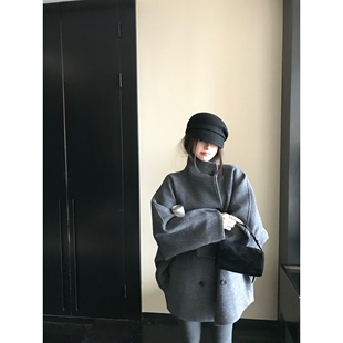 '金敏喜大衣'75%羊毛精工夹棉极简改良版松弛感腔调落肩羊毛大衣