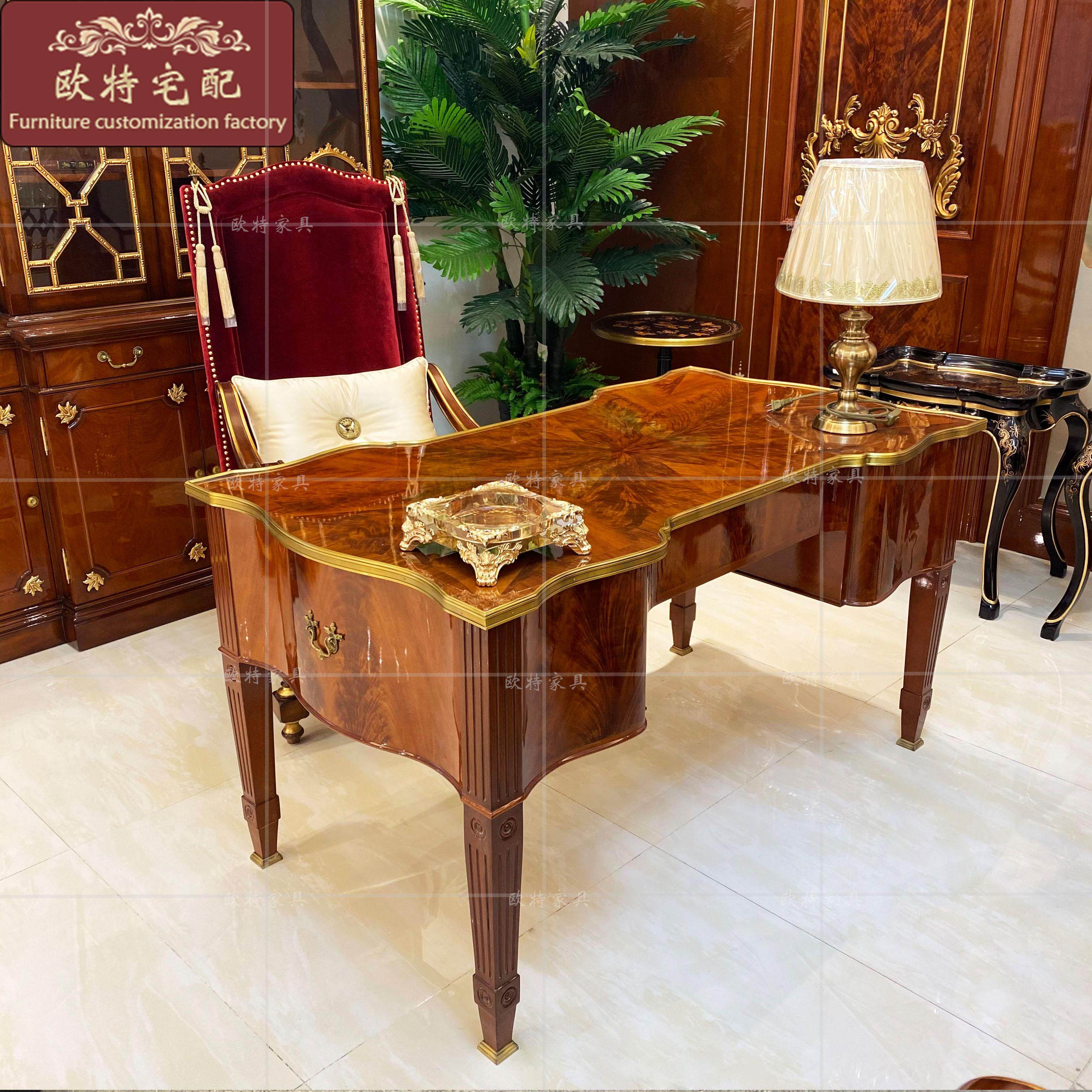 亚历山大家具英式别墅书桌实木写字台欧式古典办公桌