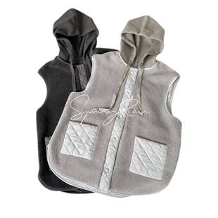 「SpringRain」日单精品 私信 针织连帽宽松马甲