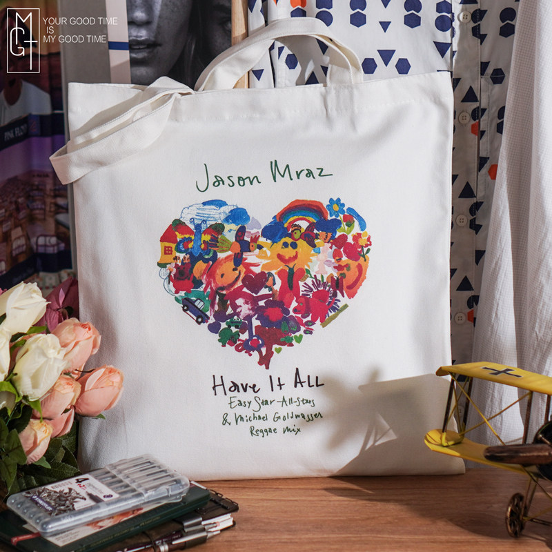 摇滚帆布包 jason mraz 杰森·玛耶兹 女单肩 大容量购物袋