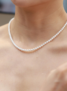 西子美美S925银电镀18K金珍珠项链女淡水小米珠颈链通勤小清新