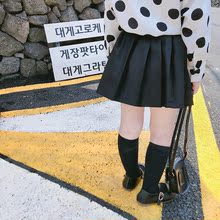 女童2019新款秋季超洋气黑色百褶裙1