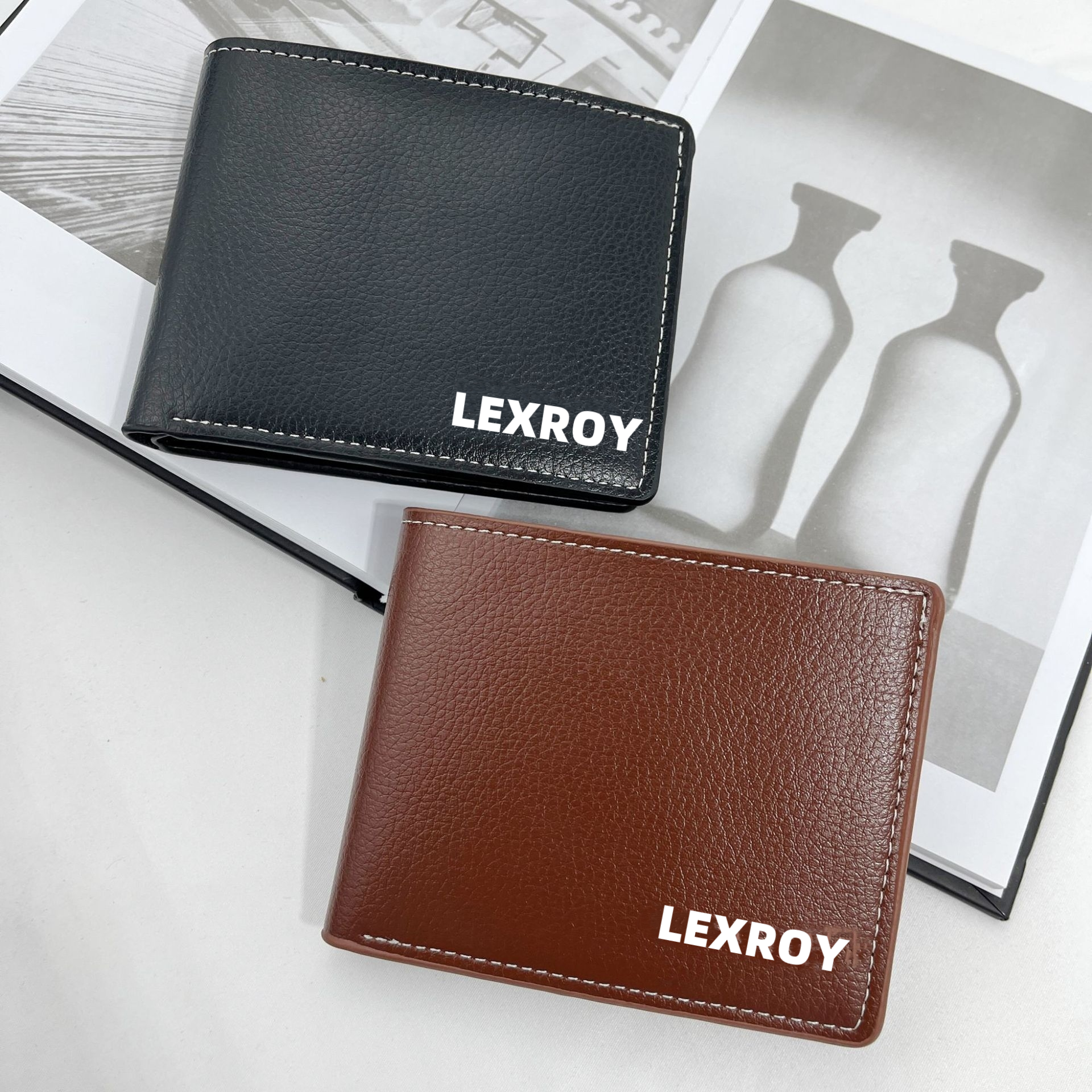 LEXROY力铖卡包男短款男士横款皮夹学生软皮超薄票夹潮青年商务