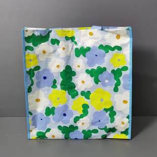 外贸原单大容量防水花朵编织袋超市手提购物袋环保袋单肩包收纳袋