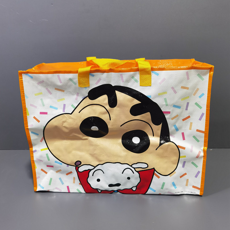 外贸原单大容量卡通编织防水拉链包环保袋手提袋搬家袋衣物收纳袋