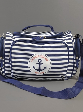 外贸原单大容量小清新撞色帆布手提包短途旅行包休闲斜挎包健身包