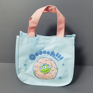 外贸原单大容量防水牛津布毛圈卡通印花手拎包手提袋便当包购物袋