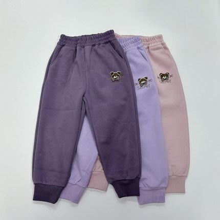 捡漏断码女童秋款复合面料刺绣印花长裤卫裤110-150QB3