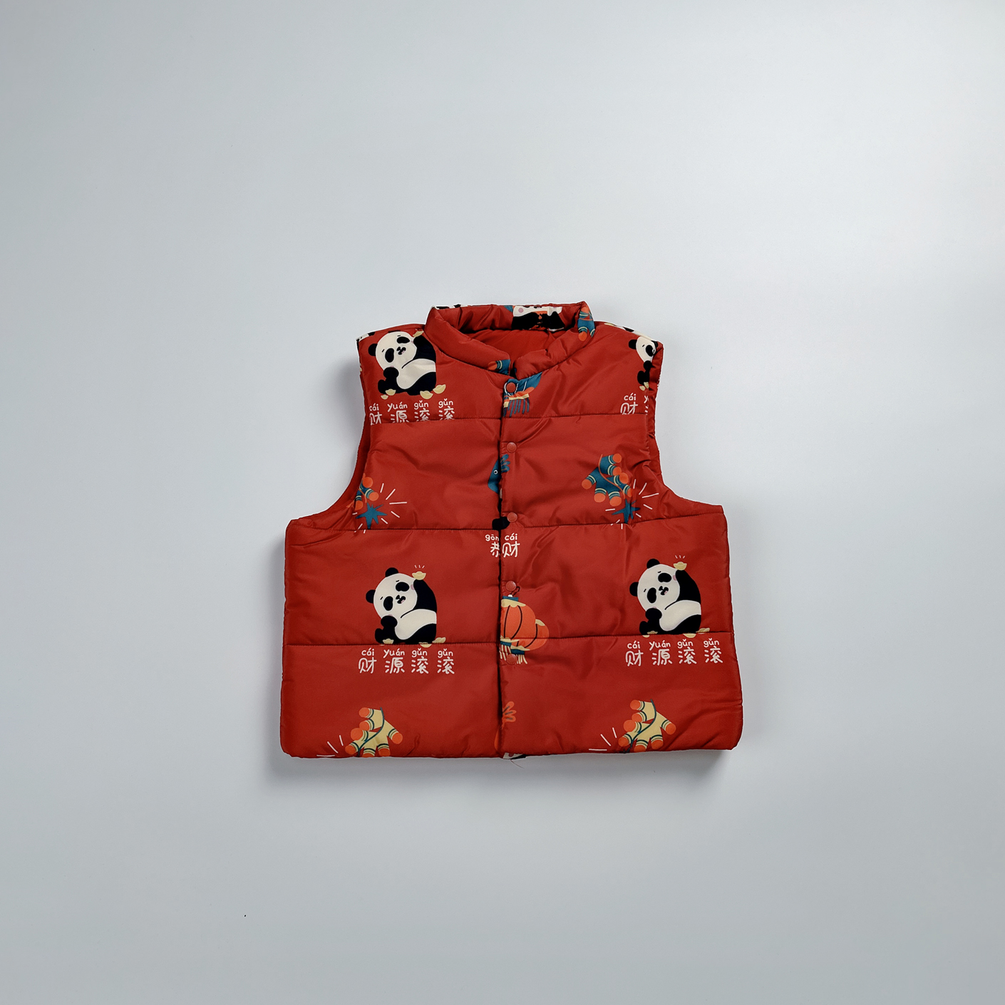 秋冬新款喜庆儿童夹棉可爱卡通背心坎肩马甲90-140G7