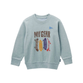 秋款 150QB4 日单纯原千家儿童纯棉中大童圆领贴布水印毛圈卫衣100