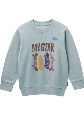 秋款日单纯原千家儿童纯棉中大童圆领贴布水印毛圈卫衣100-150QB4