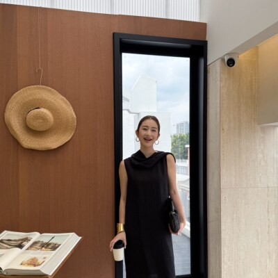 ONIVINTAGE欧尼-无袖荡领飘带连衣裙OM266O2274