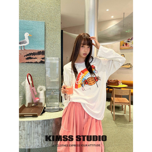 小野家Kimss-通印花长袖刺绣长袖T恤(不含下装)16T467