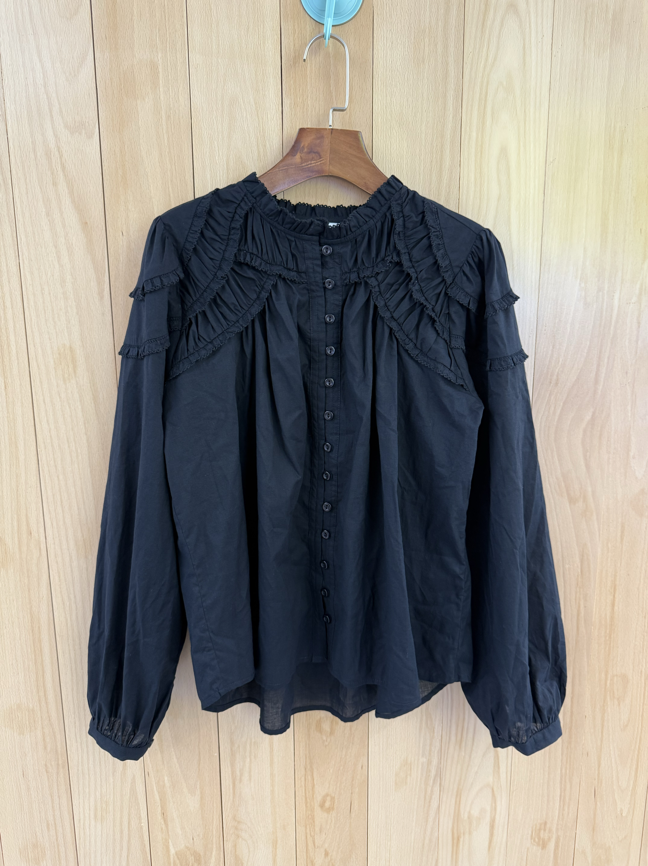 isab～法系浪漫小众花边领奢美褶皱袖丝绵气质优雅赫本 衬衫2色入