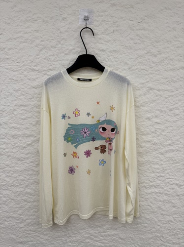 夏季SKip Smile正确版千禧辣妹时髦卡通俏皮趣味薄款防晒长袖 T恤