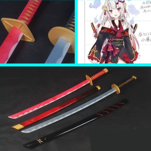 Hololive虚拟 vtuber 百鬼凌目太刀双刀武器cosplay道具