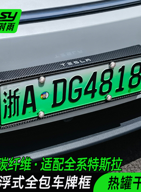 真碳纤维特斯拉焕新y牌照框Model3/Y新能源绿牌边框车牌架适配
