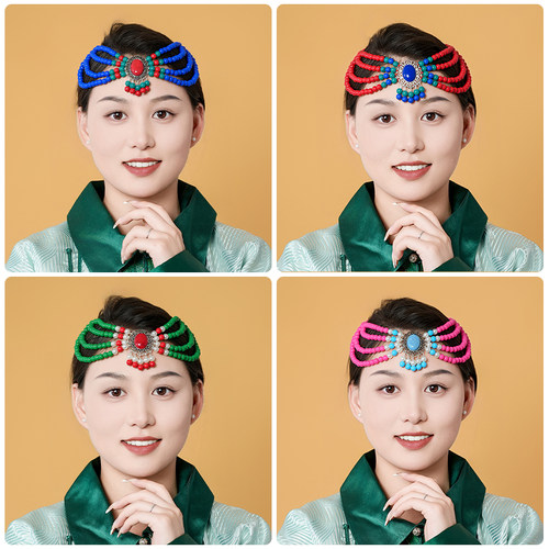 头饰蒙古族舞蹈演出女士儿童通用手工发饰少数民族蒙古袍配佩饰